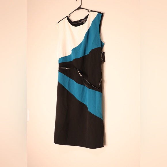 NWT 20W size Cap Sleeve Colorblock Covington Sheath Dress with Belt - Picture 2 of 7